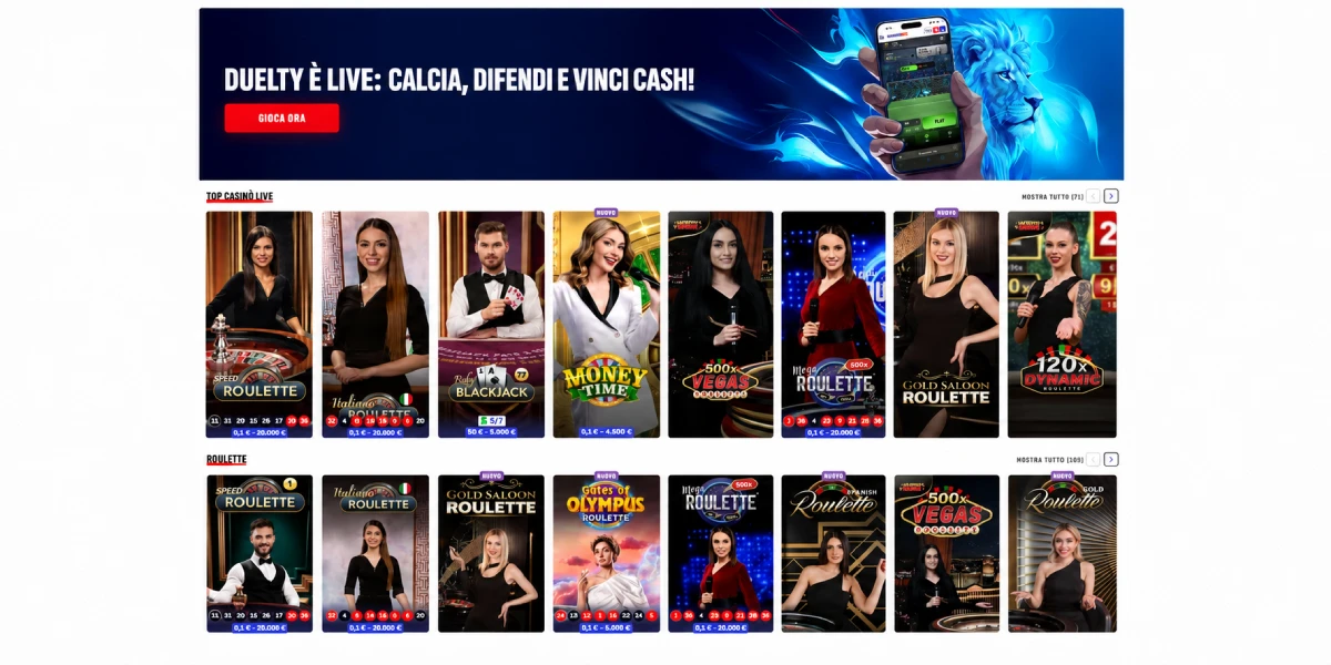 Tavoli con croupier dal vivo e roulette live su Bankonbet Casino