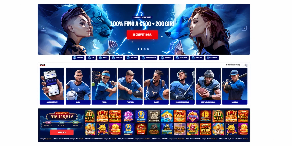 Homepage di Bankonbet con bonus di benvenuto e scommesse sportive